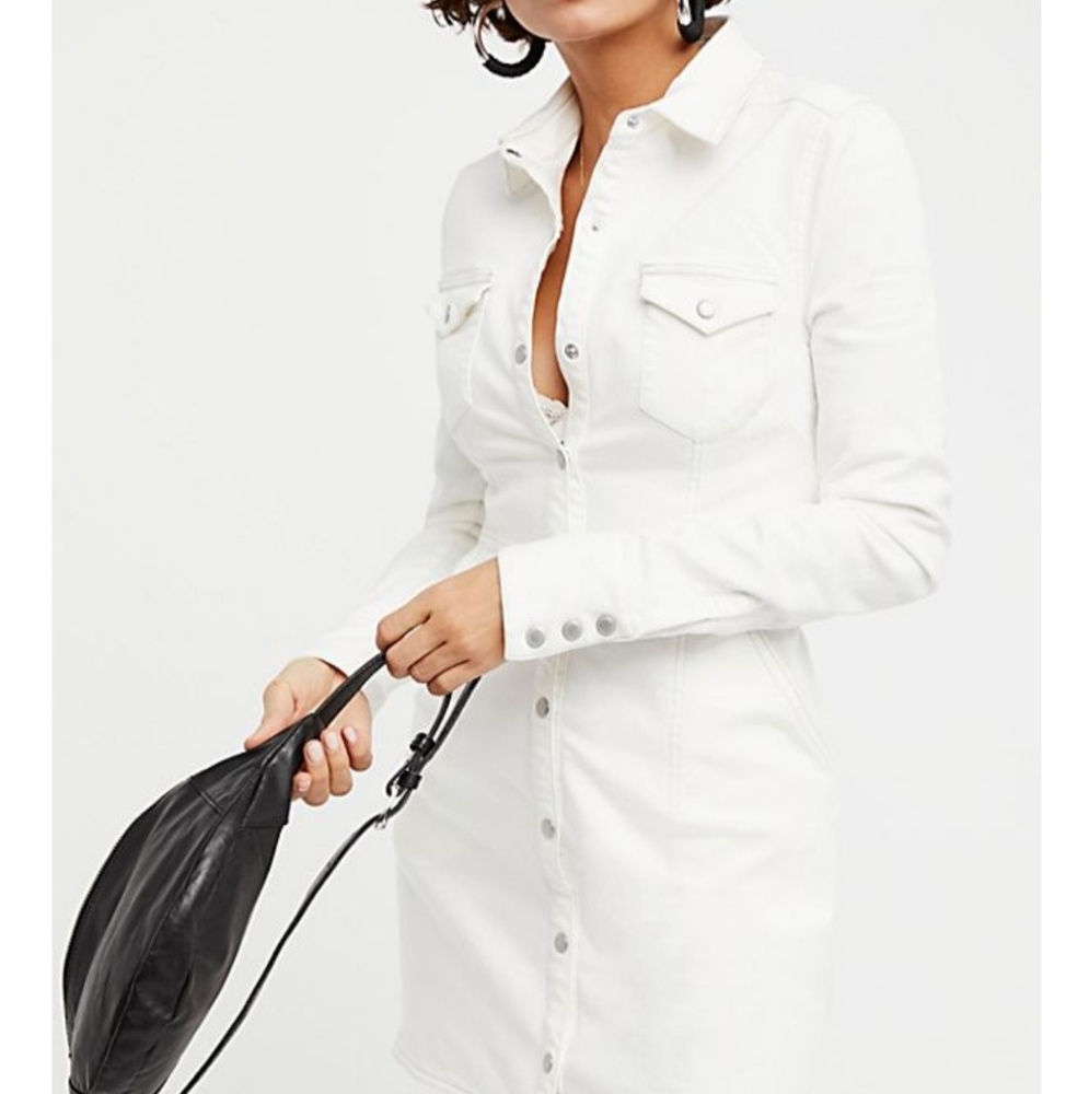 Free People, White Denim mini dress